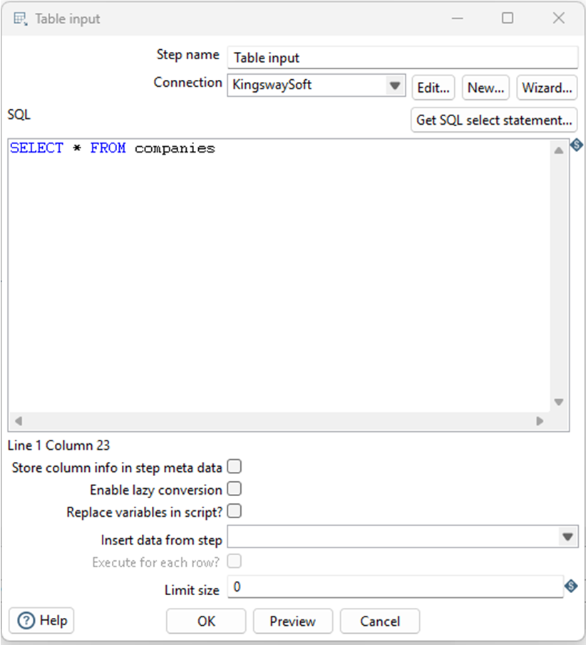 Table Input with KingswaySoft JDBC Driver in Pentaho